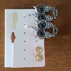 Charlotte Russe Owl Lion Earrings